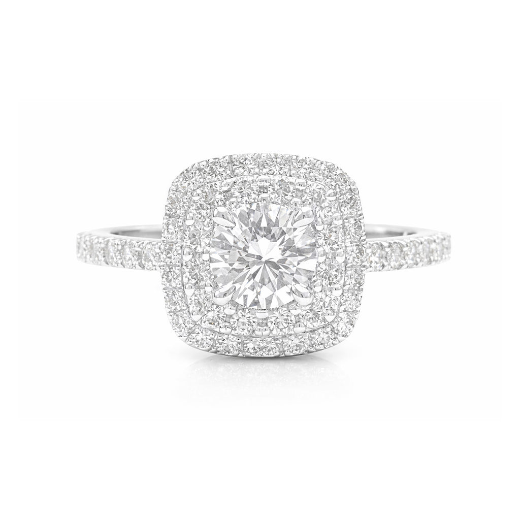 18K ほぼ無色G ダイヤモンドリング 1.005ct SI1 ラウンドカット