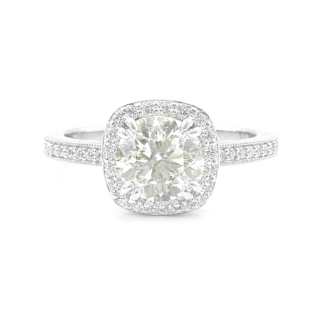 18K Faint Yellow Diamond Ring Round-cut - 1.812ct