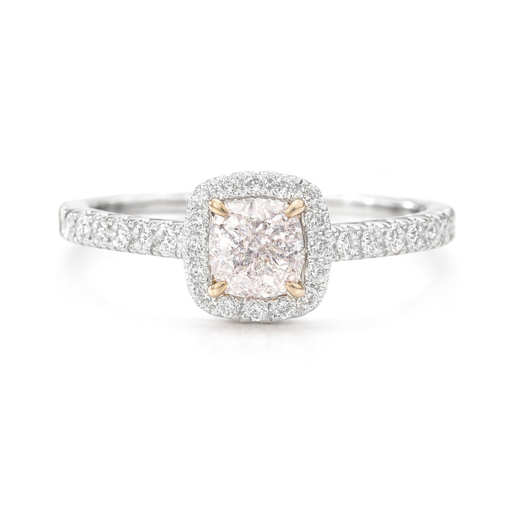 18K Cushion-cut Light Pink Diamond Ring - 0.71ct