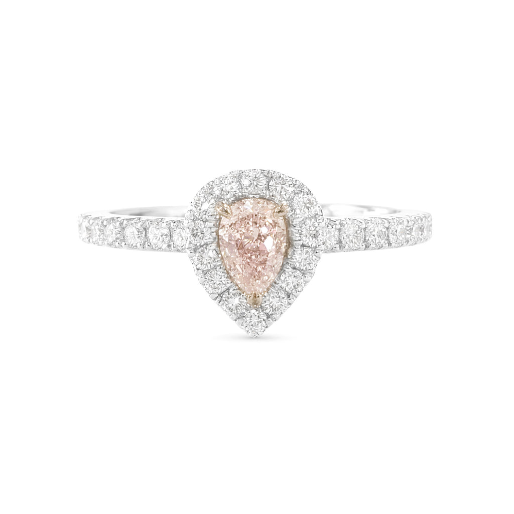 18K Pear-cut Fancy Light Brownish Pink Diamond Ring - 0.57ct