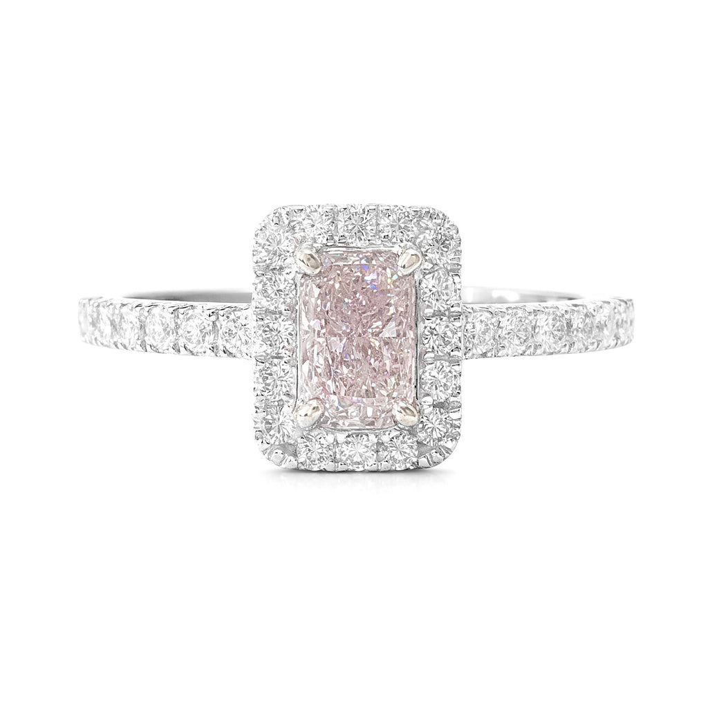 18K ピンクダイヤモンドリング 0.623ct Fancy Brownish Pink SI2 ラディアント