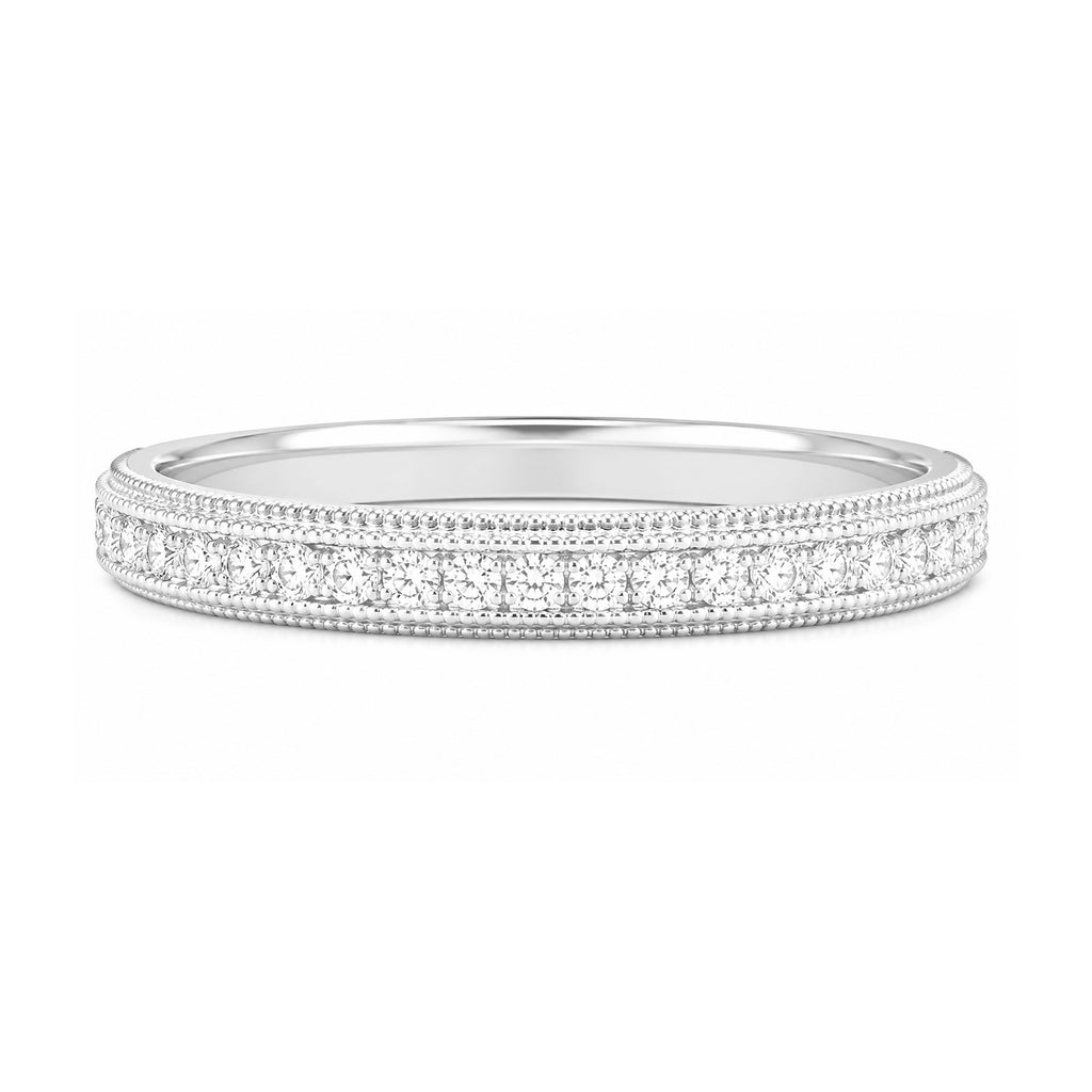 18K ミルグレイン ダイヤモンドリング - 0.2ct