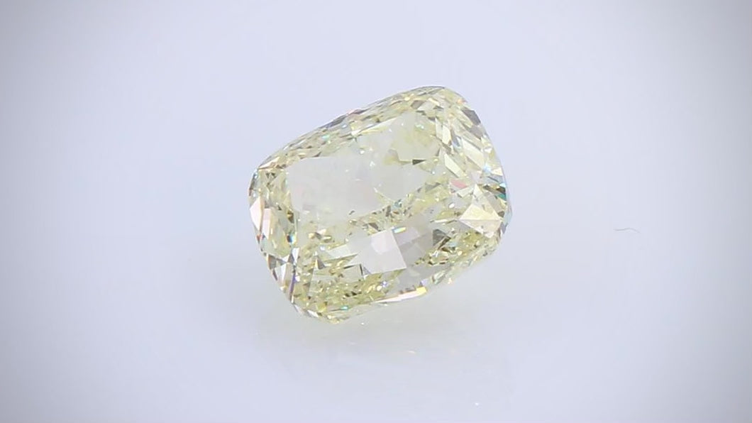 ダイヤモンドルース クッション ライトイエロー VS1 2.038ct 映像