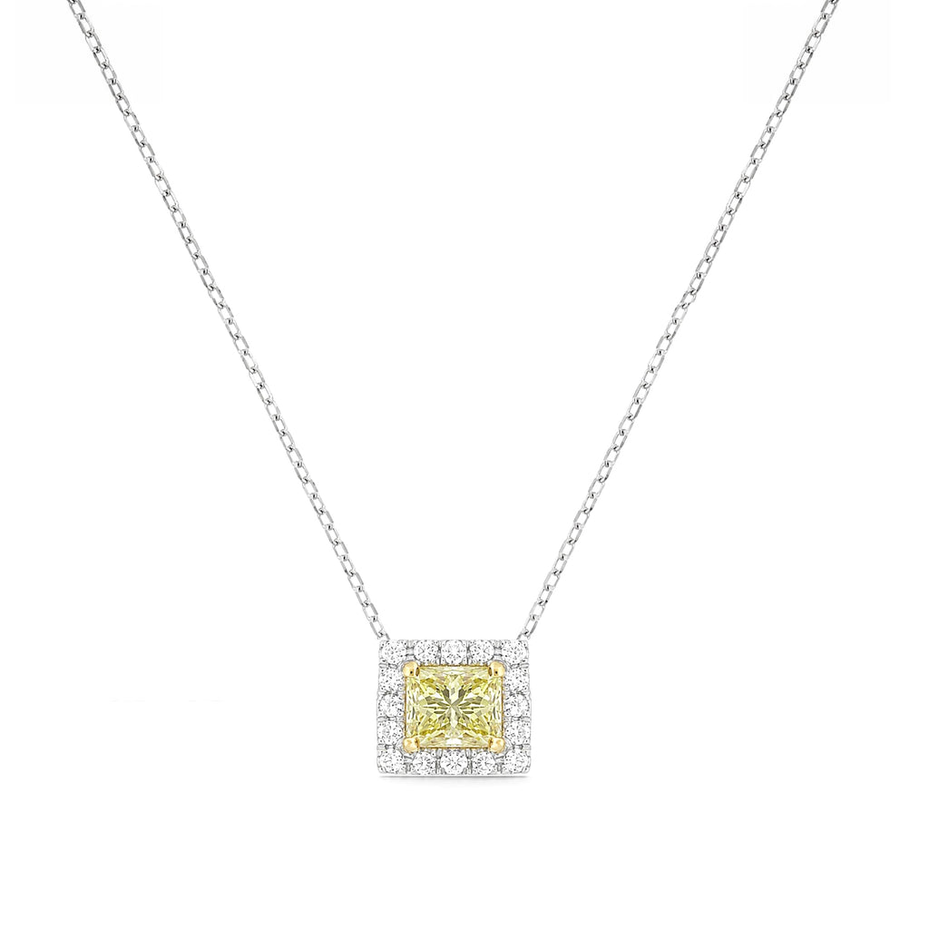 Mael Fancy Yellow Princess Diamond Pendant Necklace - 0.398ct