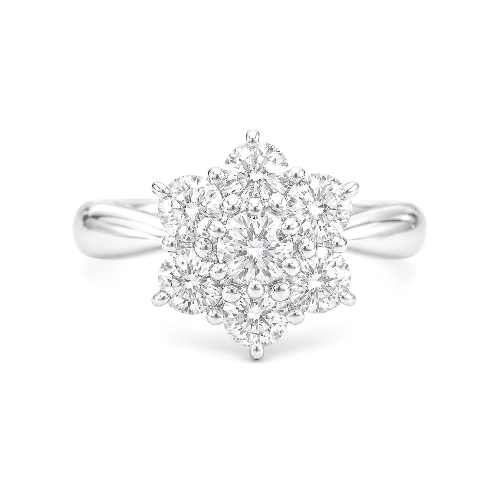PT900 Flower Design Diamond Ring 1ct