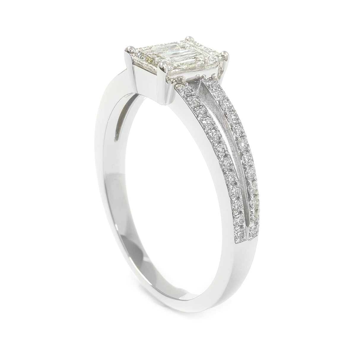 Emerald-cut Faint Yellow Diamond Ring - 0.842ct