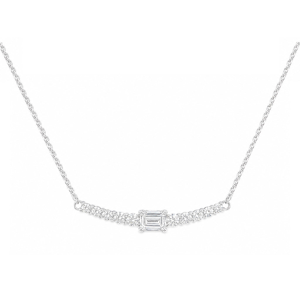 PT950/850 無色 エメラルドカットダイヤモンド ペンダント ネックレス - 0.51ct