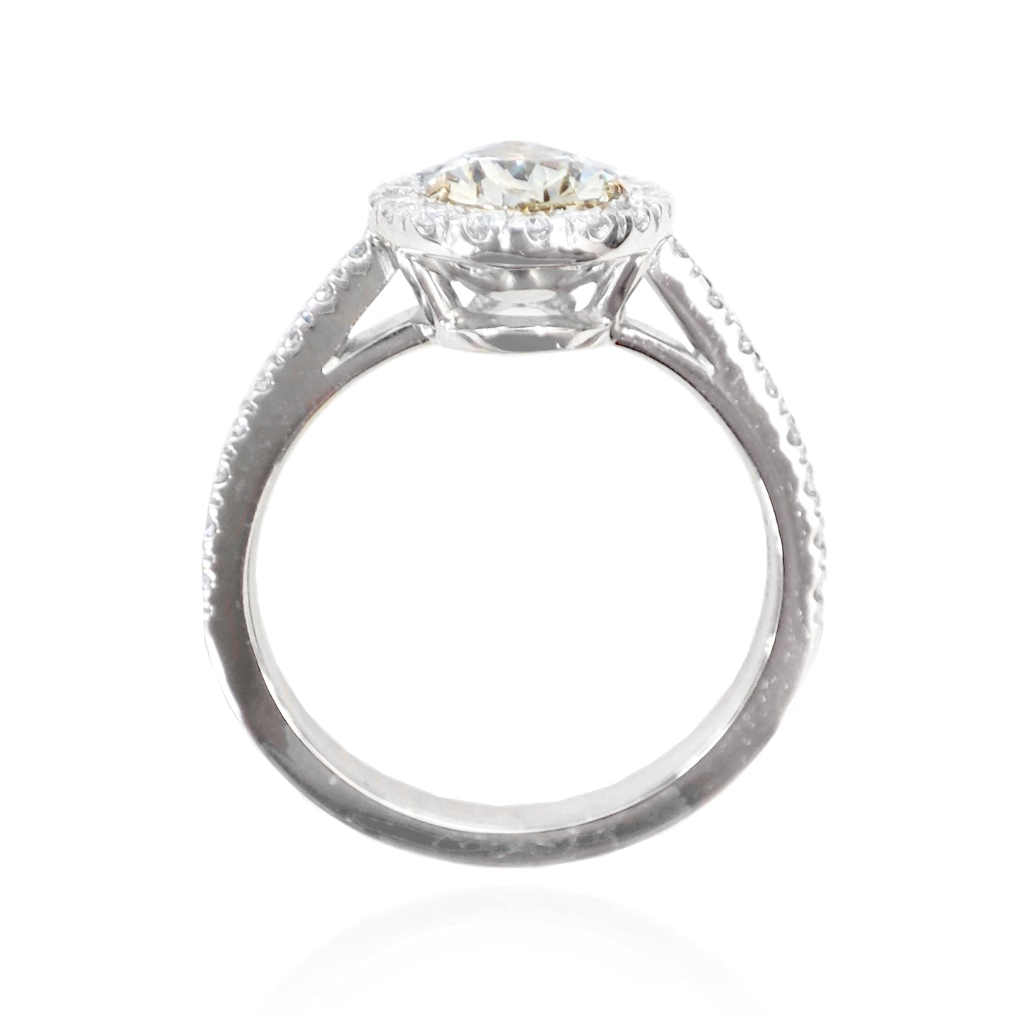 PT900 イエローダイヤモンドリング ペアカット - 1.425ct