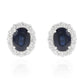 18K Oval Blue Sapphire Diamond Earrings - 3.119ct