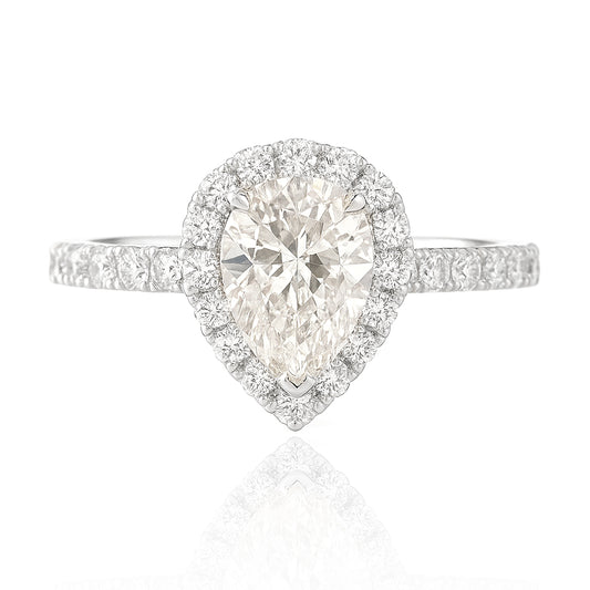 18K ほぼ無色H ダイヤモンドリング 1.319ct SI1 ペアカット