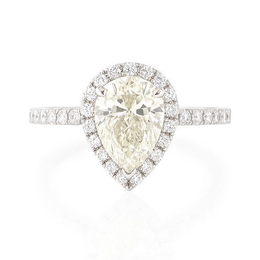 18K Pear-cut Faint Yellow Diamond Ring - 1.824ct