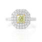 PT900 グリーンダイヤモンドリング 0.771ct Fancy Light Green Yellow ラディアント