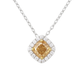 PT850/900 イエローダイヤモンド ペンダントネックレス 0.899ct Fancy Orangy Yellow SI2 クッション