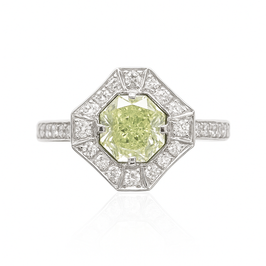 グリーンダイアモンドリング オクタゴン 1.442ct VVS2 画像