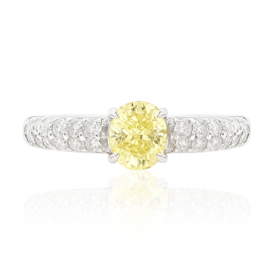 PT900 イエローダイヤモンドリング 0.891ct I1 Fancy Yellow オーバル