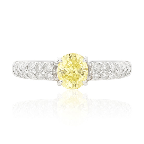 Pt900オーバルダイヤライトイエローリング PT900 イエローダイヤモンドリング 0.891ct I1 Fancy Yellow