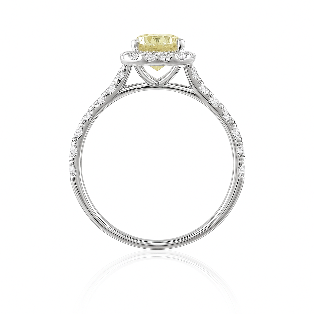 18K イエローダイヤモンドリング 1.413ct Fancy Light Orangy Yellow
