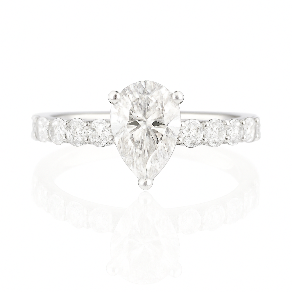 18K 無色G ダイヤモンドリング 1.008ct VS2 ペアカット