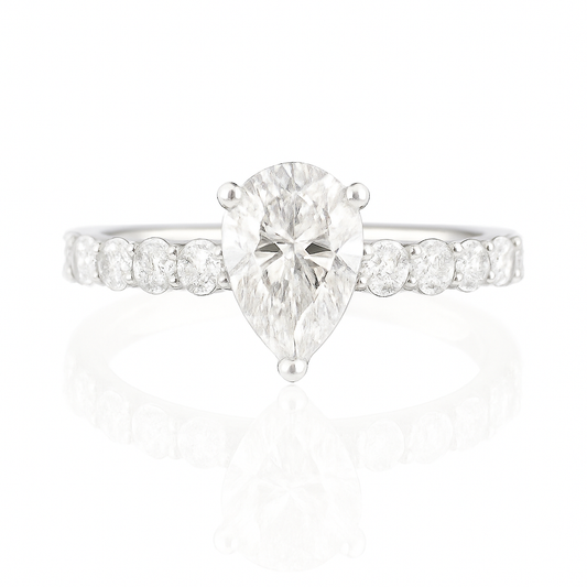 18K 無色G ダイヤモンドリング 1.008ct VS2 ペアカット