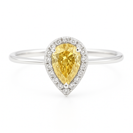 18K イエローダイヤモンドリング 0.574ct ペアカット