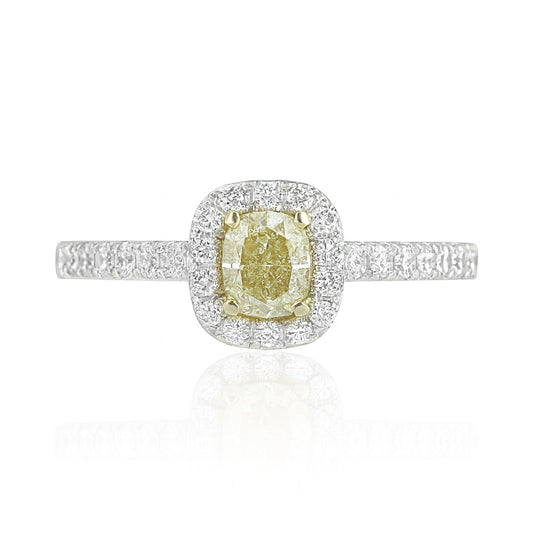 Mael Cushion Fancy Yellow Diamond Ring - 0.629ct