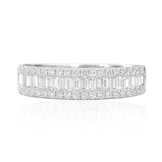 18K バゲット&ラウンドカット ダイヤモンドリング 0.41ct