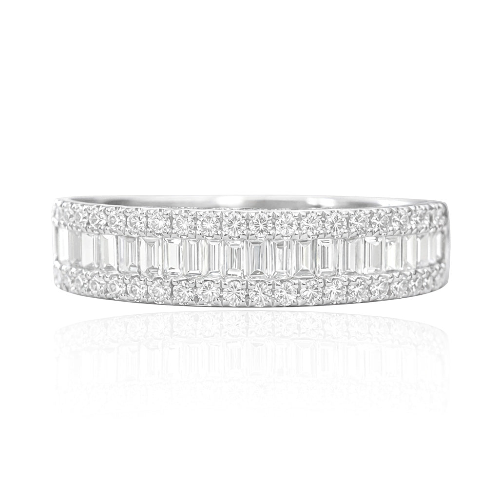 18K バゲット&ラウンドカット ダイヤモンドリング 0.41ct