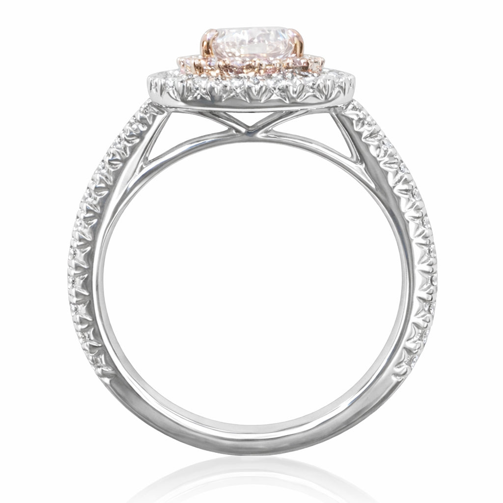 18KWG ピンクダイヤモンドリング 1.155ct Light Orangy Pink SI1 ペア