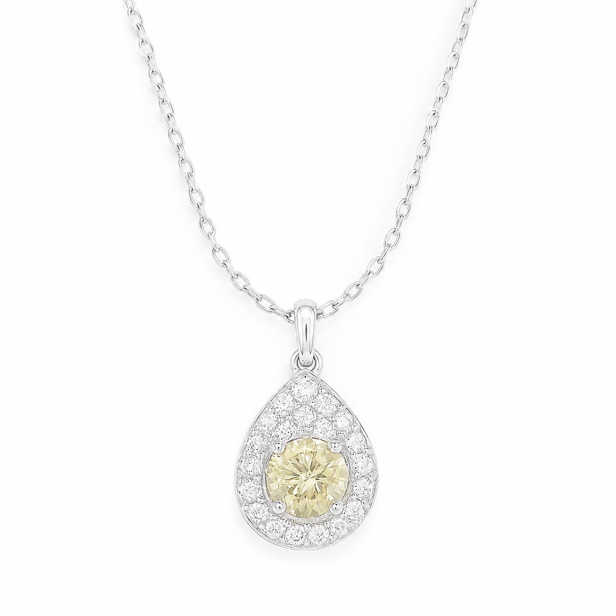 PT900 イエロー天然ダイヤモンド ペンダントネックレス 0.599ct Fancy Light Yellow SI1 ラウンド