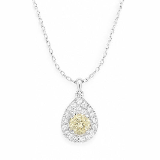 Mael Round Fancy Light Yellow Natural Diamond Pendant Necklace - 0.599ct