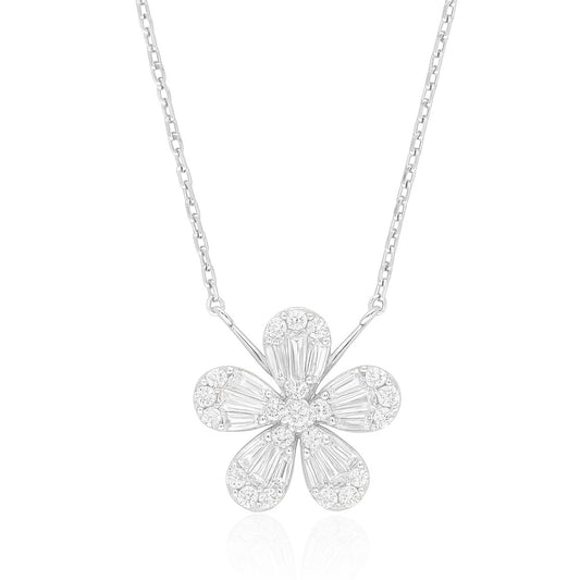 18K 花柄 ダイヤモンドペンダントネックレス - 0.58ct 画像