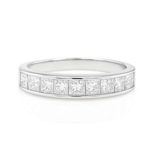 無色ダイアモンドリング ナインストーンプリンセス 1.02ct  画像