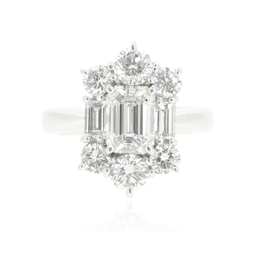 無色F ダイアモンドリング エメラルド 2.296ct VS2 画像