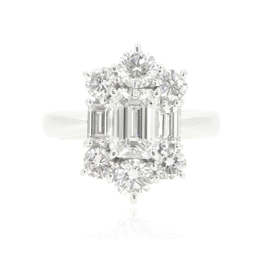 無色F ダイアモンドリング エメラルド 2.296ct VS2 画像