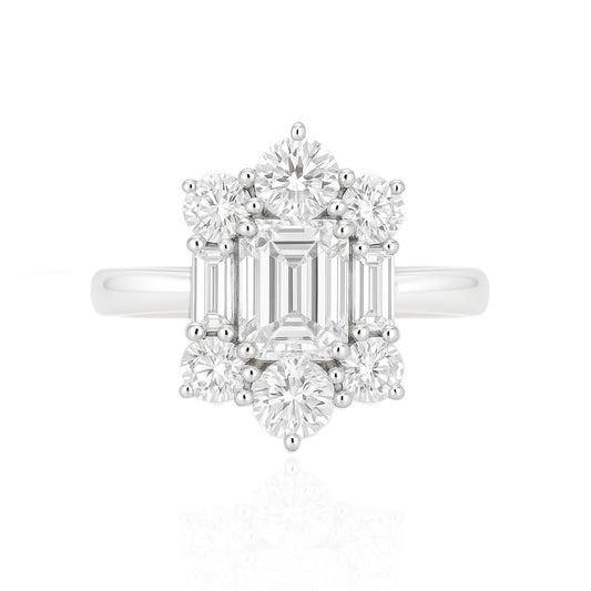 無色F ダイアモンドリング エメラルド 2.296ct VS2 画像