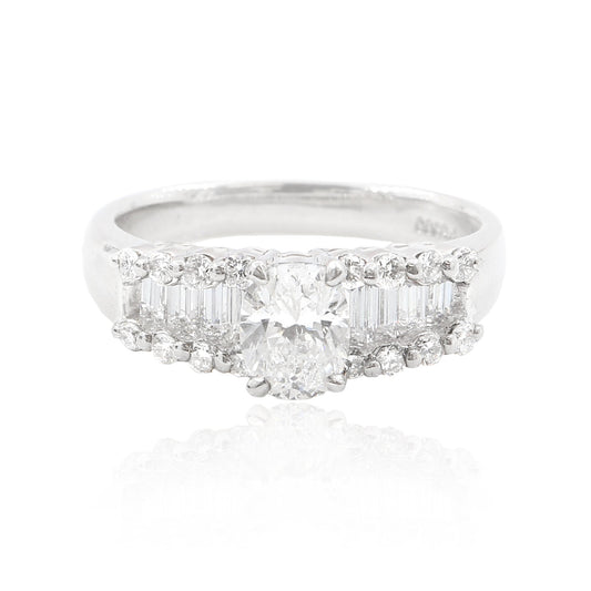 無色ダイアモンドリング オーバル 1.697ct SI2 画像
