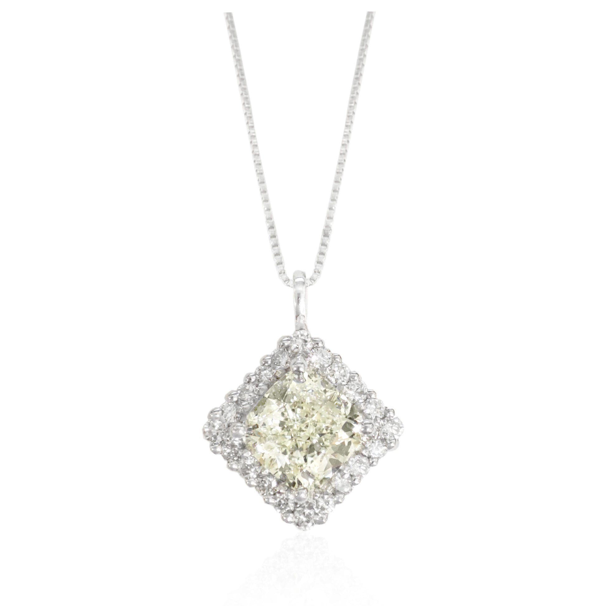 PT850/900 クッション フェイントイエロー ダイヤモンドペンダントネックレス 1.023ct 画像