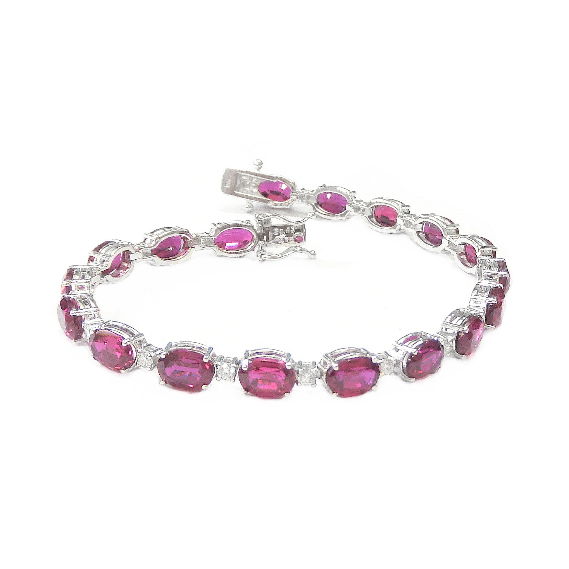 18K ダイヤモンド・ルビーCVDのテニスブレスレット・21.22ct 画像