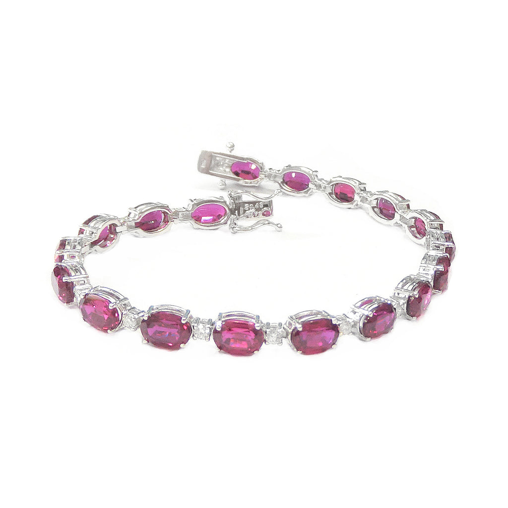 18K ダイヤモンド・ルビーCVDのテニスブレスレット・21.22ct