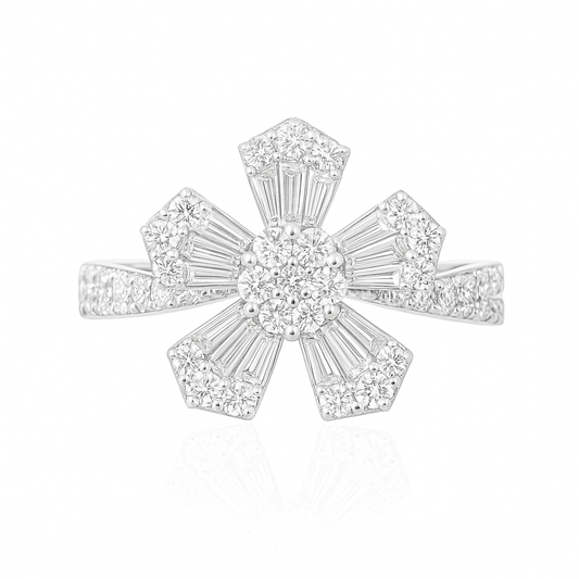 18K 花柄 ダイヤモンドリング 0.73ct VS+ G+ 画像