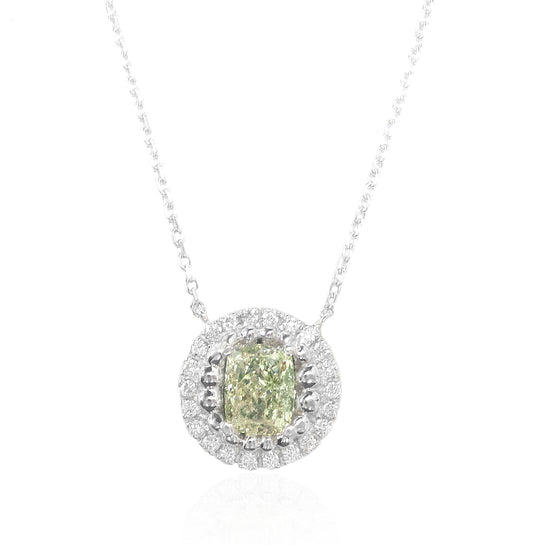 グリーンダイアモンドネックレス クッション 0.82ct SI1 画像