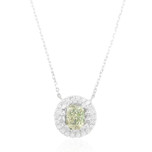 グリーンダイアモンドネックレス クッション 0.82ct SI1 画像