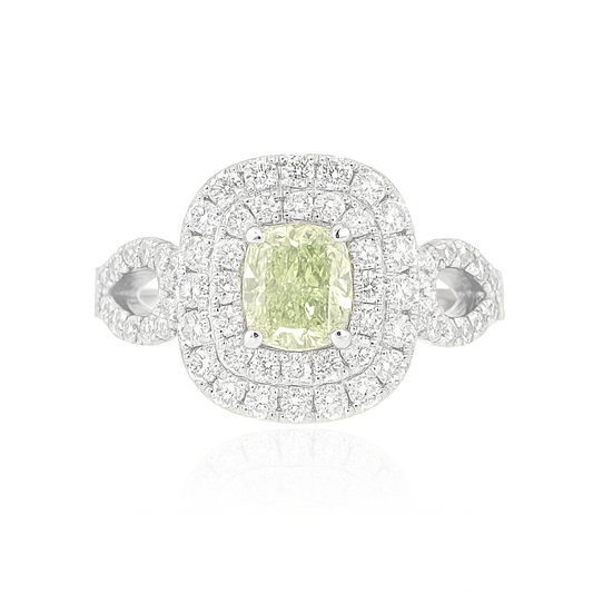 グリーンダイアモンドリング クッション 1.29ct SI2 画像