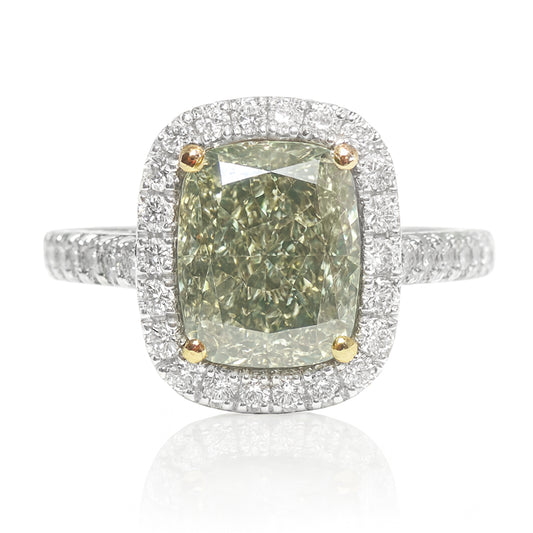 グリーンダイアモンドリング クッション 2.373ct SI2 画像