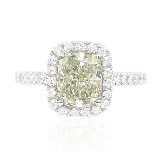 グリーンダイアモンドリング クッション 2.373ct SI2 画像