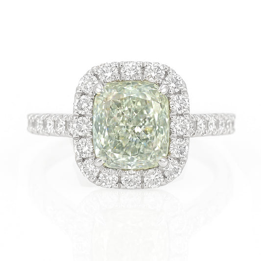 グリーンダイアモンドリング クッション 2.424ct SI2 画像
