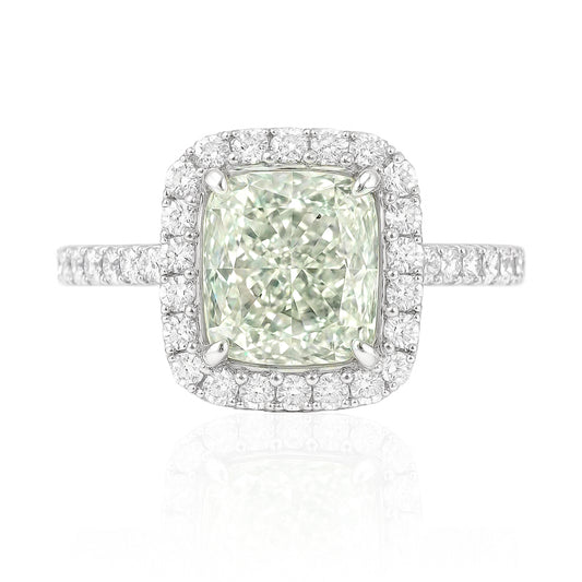 グリーンダイアモンドリング クッション 2.456ct SI1 画像