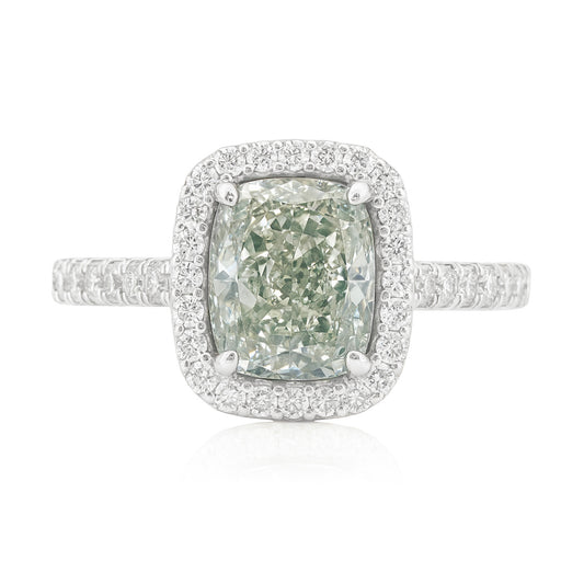 グリーンダイアモンドリング クッション 2.456ct SI1 画像