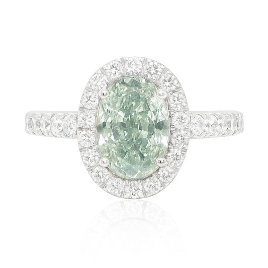 グリーンダイアモンドリング オーバル 1.59ct  画像