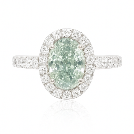 グリーンダイアモンドリング オーバル 1.59ct  画像